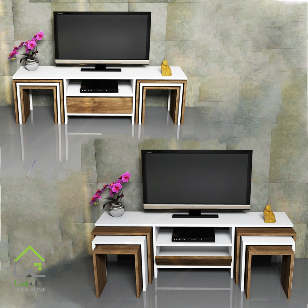 ست میز تلویزیون عسلی مخفی